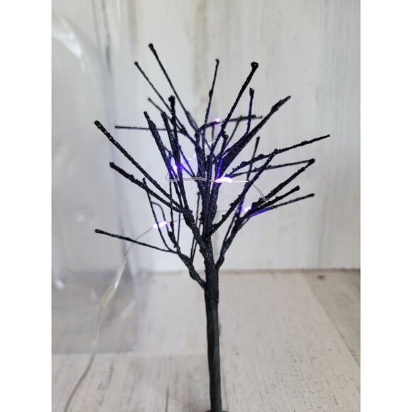 Black glitter tree light up Halloween Village accessory spooky - Picture 4 of 5